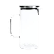 Jarra de Vidro Borossilicato Tampa Inox 1,1L Alça Transparente Garrafa Moderna Cozinha Mesa Posta Almoço Jantar Dia das Mães Pais Decoração