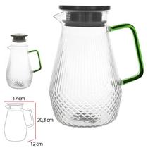 Jarra de Vidro c/ Tampa Alça Verde - 1,5L