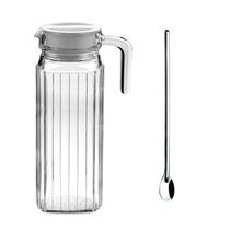Jarra de vidro c/ tampa e colher 1Lt água suco transparente Jarra de vidro c/ tampa e colher 1Lt água suco transparente