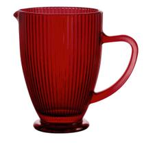 Jarra de Vidro Canelada Versalhes Vermelho Rubi 1,3L Mesa Posta Água Suco Bebidas