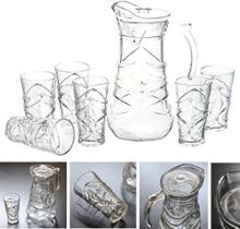 Jarra De Vidro Com 6 Copos Tampa Água 1800ml Suco Jarra De Vidro Com 6 Copos Tampa Água 1800ml Suco