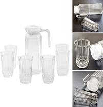 Jarra De Vidro Com 6 Copos Tampa Água 1800ml Suco Jarra De Vidro Com 6 Copos Tampa Água 1800ml Suco