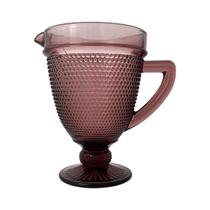 Jarra de Vidro com Alça Relevo Bolinhas Roxa Servir 1150ml