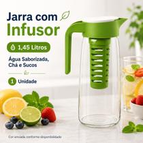 Jarra De Vidro Com Infusor 1,45L Para Água Saborizada Chá Gelado E Suco Jarra De Vidro Com Infusor 1,45L Para Água Saborizada Chá Gelado E Suco