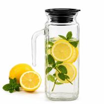 Jarra de vidro cristal 1.2l com tampa e alça suqueira transparente para suco água geladeira mesa posta elegante Jarra de vidro cristal 1.2l com tampa e alça suqueira transparente para suco água geladeira mesa posta elegante