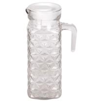 Jarra de vidro decorada com tampa de plástico branca 1 litro 3D para suco de cozinha
