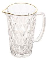 Jarra De Vidro Diamond Fio De Ouro Lyor 1l Para Bebidas 20cm Cor Transparente