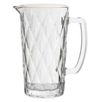 Jarra de Vidro Diamond Transparente C/ Borda Dourada 1L Mesa Posta Água Suco Bebidas Jarra de Vidro Diamond Transparente C/ Borda Dourada 1L Mesa Posta Água Suco Bebidas