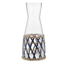 Jarra de Vidro e Rattan Azul