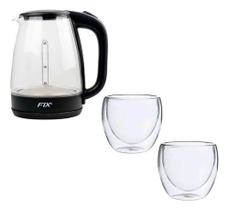 Jarra De Vidro Elétrica 1,8l + 2 Copos De Vidro Duplo 140ml