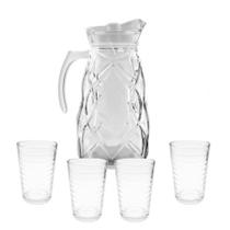 Jarra De Vidro Grossa Resistente Ocean Com 4 Copos Verão Água Suco 1800ml Jarra De Vidro Grossa Resistente Ocean Com 4 Copos Verão Água Suco 1800ml