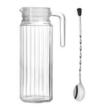 Jarra De Vidro Grosso Suco Agua Com tampa 1L e Colher Bailarina