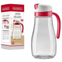 Jarra de vidro paladio vermelha com tampa e alça de plástico 950ml para suco