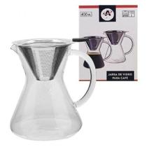 Jarra de Vidro Para Café com Filtro em Inox Reutilizável 400ml - Amigold Jarra de Vidro Para Café com Filtro em Inox Reutilizável 400ml - Amigold