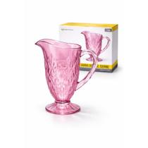 Jarra De Vidro Rosa Trabalhada Com Alça Design Elegante 1200 ML