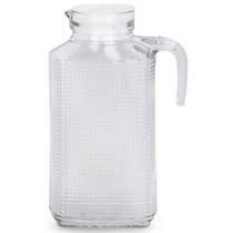 Jarra de vidro Rubi com tampa de plástico branca 1,8 litro grande para suco de cozinha Jarra de vidro Rubi com tampa de plástico branca 1,8 litro grande para suco de cozinha