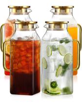 Jarra de vidro Snuvid 2 L de borossilicato com tampa dourada, kit com 4 Jarra de vidro Snuvid 2 L de borossilicato com tampa dourada, kit com 4