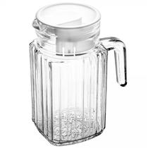 Jarra de vidro texturizado canelado com tampa branca Lyor 550 ml