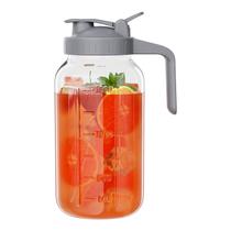 Jarra de vidro tipo Mason JunVpic 1,9 L com boca larga e tampa Jarra de vidro tipo Mason JunVpic 1,9 L com boca larga e tampa