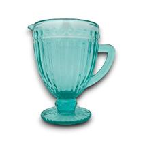 Jarra De Vidro Verde Tiffany Alça Relevo Decorada 1,15l Mesa