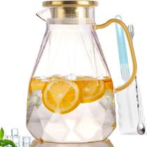 Jarra de vidro Yirilan 2,2 l/74 onças com tampa de borossilicato resistente ao calor Jarra de vidro Yirilan 2,2 l/74 onças com tampa de borossilicato resistente ao calor