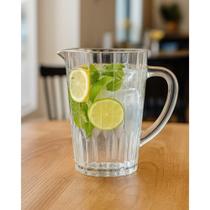 Jarra de vidro zaira transparente 1250ml canelada com alça para suco chá água