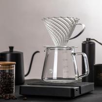Jarra e Coador de Vidro Borossilicato 500ml Kit de Preparo de Café V60 Passador de Café
