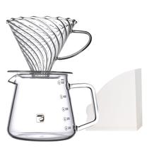 Jarra e Coador de Vidro Borossilicato 500ml Kit de Preparo de Café V60 Passador de Café - iCoffee