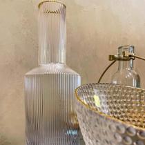 Jarra Em Vidro Canelado Com Borda Dourada We Make - Un Jarra Em Vidro Canelado Com Borda Dourada We Make - Un