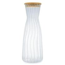 Jarra garrafa de vidro canelado com tampa bambu 1l wolff