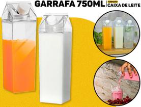 Jarra Garrafa Transparente 750ml Em Acrílico Formato Caixa De Leite P/ Geladeira Água Sucos Bebidas Decoração Flashgoods