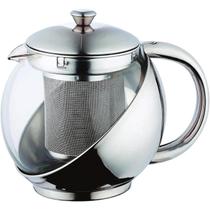 Jarra Infusora Chaleira Bule de Vidro e Inox Com Coador de Chá 750 ML