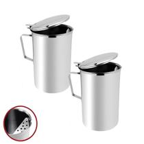 Jarra Inox 2L Com Aparador de Gelo Kit 2 Gourmet Suco Água Buffet Cozinha Mesa Jarra Inox 2L Com Aparador de Gelo Kit 2 Gourmet Suco Água Buffet Cozinha Mesa