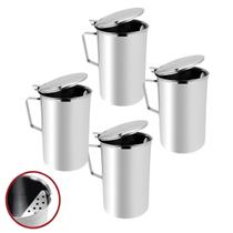 Jarra Inox 2L Com Aparador de Gelo Kit Com 4 Gourmet Suco Água Buffet Cozinha Mesa Jarra Inox 2L Com Aparador de Gelo Kit Com 4 Gourmet Suco Água Buffet Cozinha Mesa