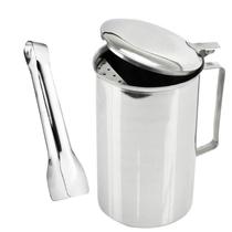 Jarra Inox Bico Aparador de Gelo Espuma Para Água Suco 2 Lts Festa Buffet Jantar + Pegador de Gelo Inox Multiuso Prático