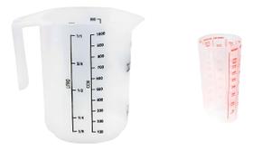 Jarra Medidora + Copo Medida Graduado Plastico Cor Branco