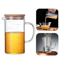 Jarra Medidora de Vidro 1L Dosadora Medidas com Tampa de Bambu Wolff Jarra Medidora de Vidro 1L Dosadora Medidas com Tampa de Bambu Wolff