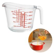 Jarra Medidora Graduada em Vidro 500ml Com Alça Cozinha