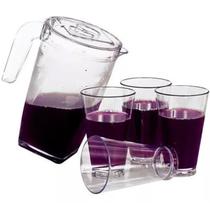 Jarra Para Suco Plástico Cristal 1,2 Litros C/ Jogo De Copos - ErcaPlast