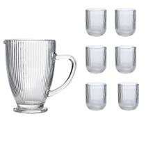 Jarra Prisma 1 Litro + Copos Prisma Vidro 6 Unidades 260ML Jarra Prisma 1 Litro + Copos Prisma Vidro 6 Unidades 260ML