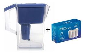 Jarra Purificadora Água Alcalina com Filtro Cerâmica e Minerais Azul + 3 Filtros