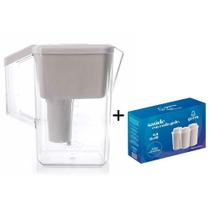 Jarra Purificadora Água Alcalina com Filtro Cerâmica e Minerais Branca + 3 Filtros