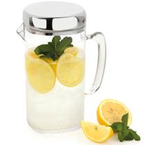 Jarra Quadrada 1,5L Acrílico Tampa Inox Jarro Água Suco Vision Forma Inox Jarra Quadrada 1,5L Acrílico Tampa Inox Jarro Água Suco Vision Forma Inox