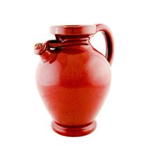 Jarra rústica em cerâmica Craquelê com tom avermelhado e acabamento estonado brilhante (26 x 21,5 x 29 cm)