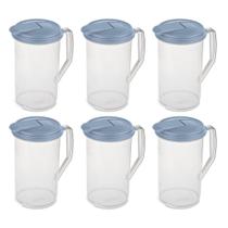 Jarra Sterilite 1,9L Tampa Azul Transparente Pacote com 6