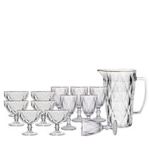 Jarra, Taça Agua e Sobremesa 13pç Diamond Fio de Ouro