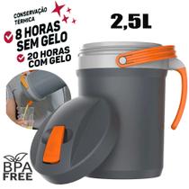 Jarra Térmica Fliptop Cinza com Laranja 2.5L Suco Termolar