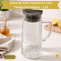 Jarra Vidro 1,5L Hannover Tampa Aço Inox Hermética Resistente Jarra Vidro 1,5L Hannover Tampa Aço Inox Hermética Resistente