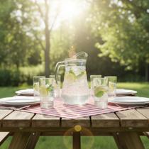 Jarra Vidro 1l Athena Com 6 Copos 250ml Conjunto Com Tampa