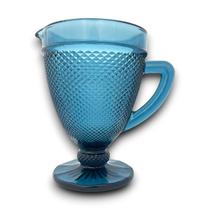 Jarra Vidro Alça Relevo Bico Jaca Azul 1L Incasa Mesa Posta Jarra Vidro Alça Relevo Bico Jaca Azul 1L Incasa Mesa Posta